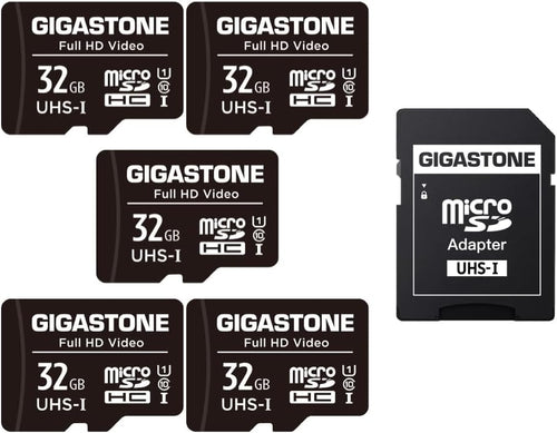 32GB Micro SD Card 5-Pack, Full HD Video, Surveillance Security Cam Action Camera Drone, 90Mb/S Micro SDHC UHS-I U1 C10 Class 10