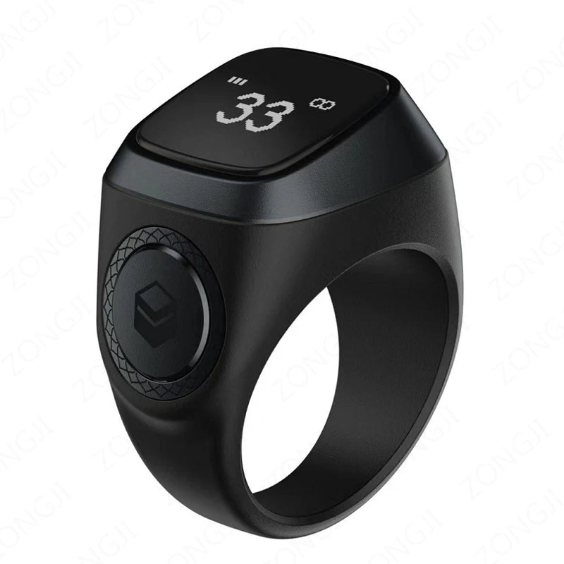 Iqibla Smart Praise Zikr Ring Tasbih Tally Intelligent Digital Counter for Muslims 5 Prayer Time Vibration Reminder Waterproof